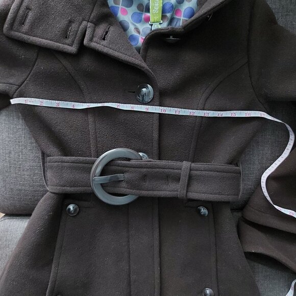 Brown Soia & Kyo Wool Blend Long Belted Coat - Picture 9 of 15